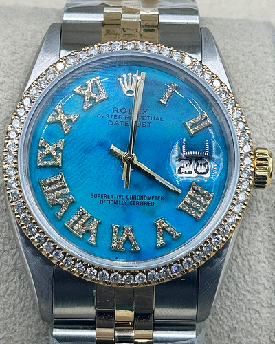 Rolex Datejust 36MM Aftermarket Blue Dial Aftermarket Two-Tone Jubilee Bracelet (1601)