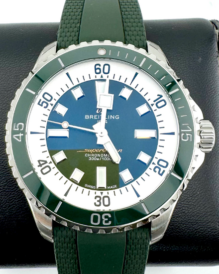 No Reserve - 2024 Breitling Superocean 44MM Green Dial Rubber Strap (A17376)