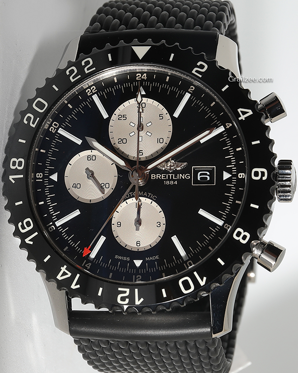 Breitling Chronoliner 46MM Black Dial Rubber Strap (Y24310)