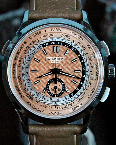 2023 Patek Philippe World Time Complications 41MM Rose-Gilt Dial Leather Strap ( 5935A-001)