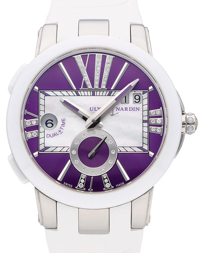 Ulysse Nardin Executive Dual 40MM Purple Dial Rubber Strap (243-10-3/30-07)