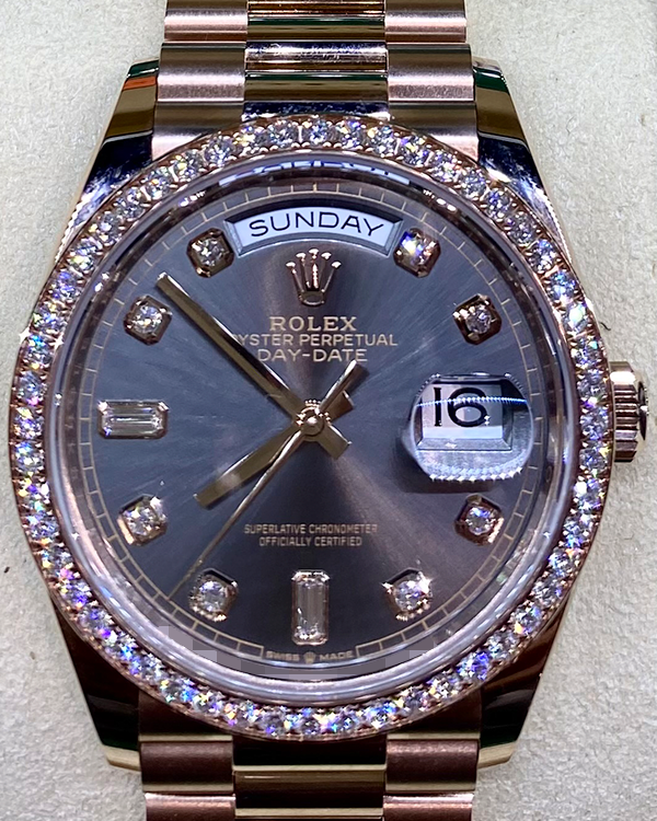 2023 Rolex Day-Date 36MM Rhodium Dial Everose President Bracelet (128345RBR)