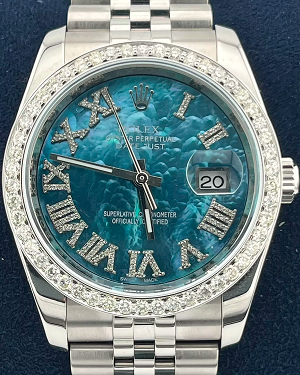 Rolex Datejust Rolex Datejust 36MM Aftermarket Blue Mother Of Pearl Dial Jubilee Bracelet (116234)