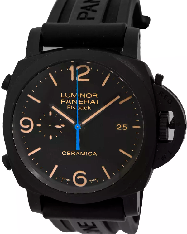 2015 Panerai Luminor 1950 3 Days Chrono Flyback 44MM Black Dial Rubber Strap (PAM00580)