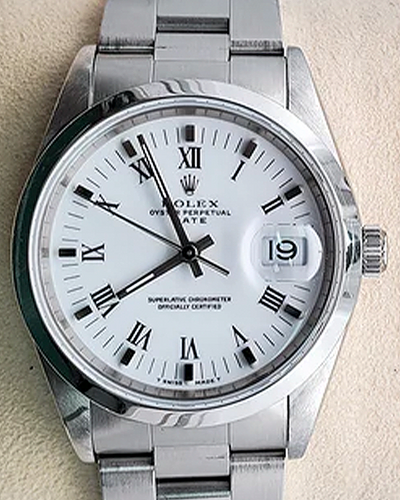 Rolex Oyster Perpetual Date 34MM White Dial Steel Bracelet (15200)