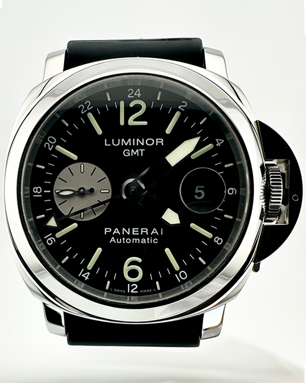 2005 Panerai Luminor GMT Automatic 44MM Black Dial Rubber Strap (PAM00088)