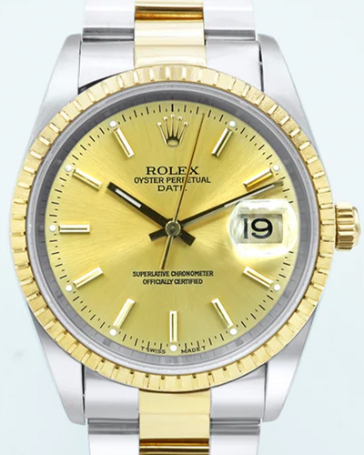 1996 Rolex Oyster Perpetual Date 34MM Champagne Dial Two-Tone Oyster Bracelet (15223)