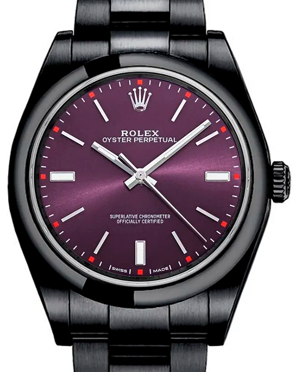 Rolex Oyster Perpetual Aftermarket PVD Coated 39MM Grape Dial Oyster Bracelet (114300)