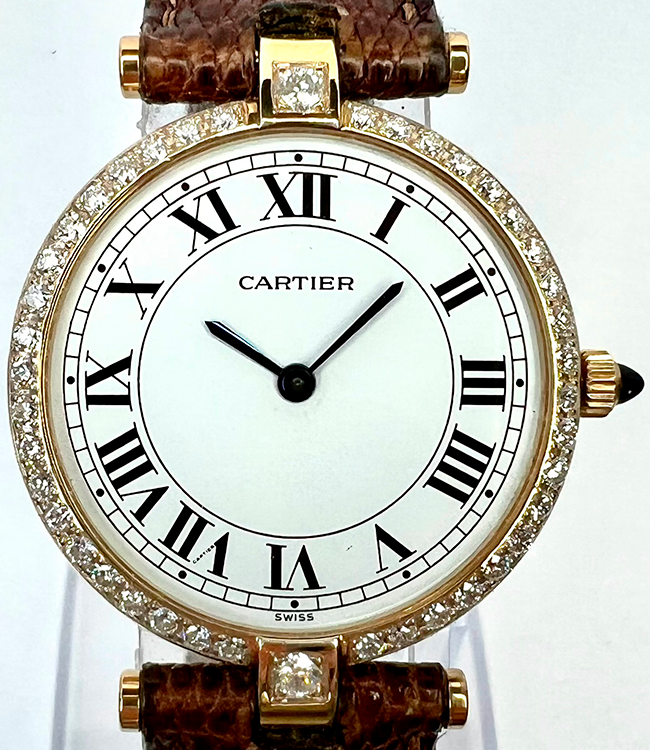 Cartier Must de Cartier Vermeil 30MM White Dial Leather Strap (590003)