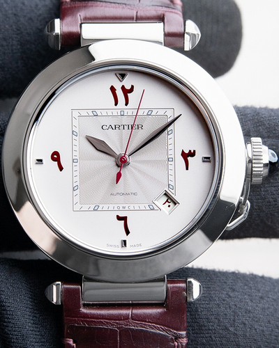 2023 Rare Cartier Pasha De Cartier Qatar Limited Edition 41MM White Middle Eastern Dial Leather Strap (WSPA0037)