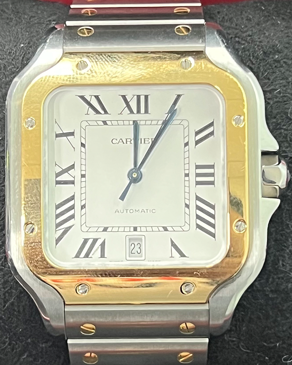 Cartier Santos De Cartier 39.8MM Silver Dial Two-Tone Bracelet (W2SA0009)