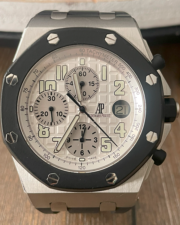 No Reserve - Audemars Piguet Royal Oak Offshore Chronograph 42MM White Dial Rubber Strap (25940SK.OO.D002CA.02.A)