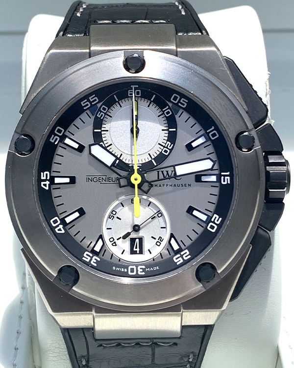 IWC Schaffhausen Ingenieur Chronograph Nico Rosberg L.E. 45MM Silver Dial Leather/Rubber Strap (IW379603)