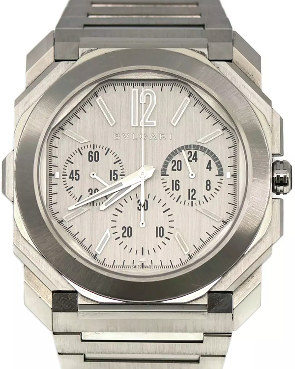 Bvlgari Octo Finissimo Chronograph GMT 43MM Silver Dial Steel Bracelet (103661)