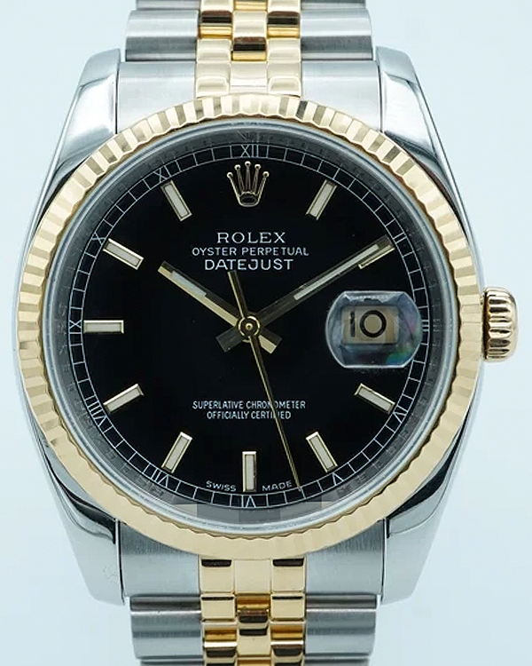 Rolex Datejust 36MM Black Dial Two-Tone Jubilee Bracelet (116233)