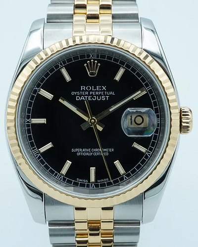 Rolex Datejust 36MM Black Dial Two-Tone Jubilee Bracelet (116233)