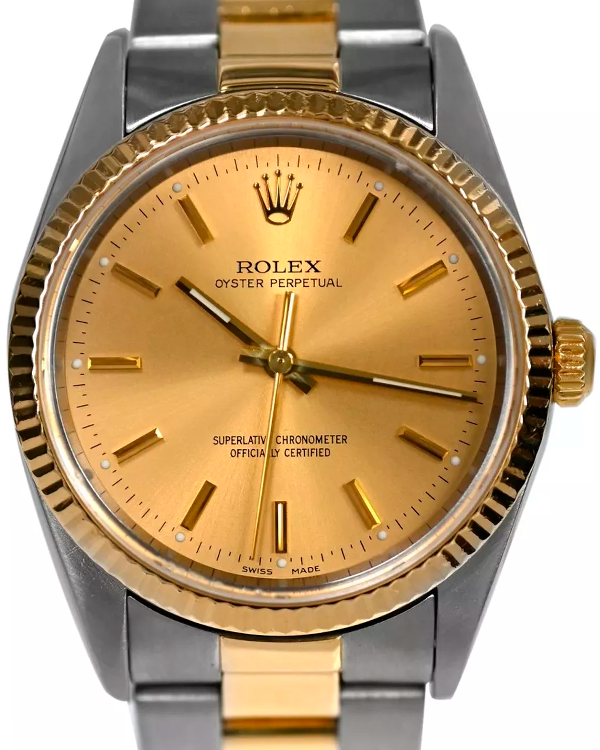 Rolex Oyster Perpetual 34MM Champagne Dial Two-Tone Oyster Bracelet (14233M)