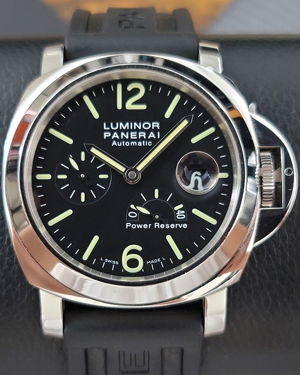 2008 Panerai Luminor Power Reserve 44MM Black Dial Rubber Strap (PAM00090)