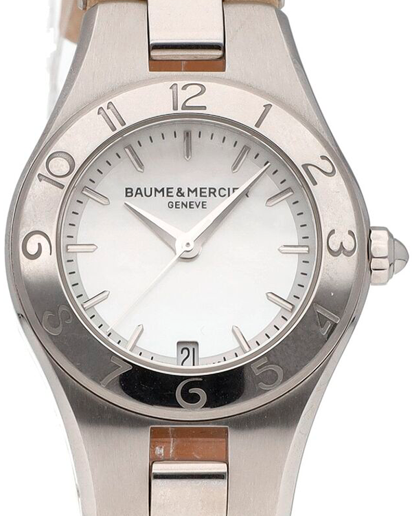 Baume & Mercier Linea 27MM Quartz Mother Of Pearl Dial Leather Strap (M0A10116)