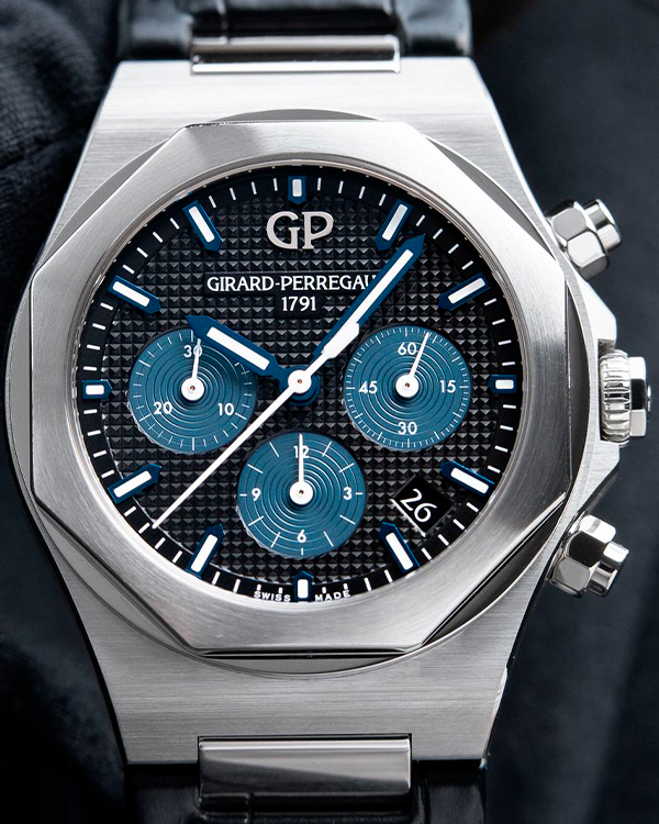 2019 Girard-Perregaux Laureato Chronograph Automatic 38MM Black Dial Leather Strap (81040-11-631-BB6A)