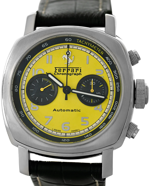 Panerai Ferrari Granturismo Chronograph L.E. 45MM Yellow Dial Aftermarket Leather Strap (FER00011)