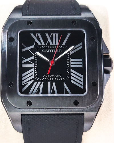 2018 Cartier Santos 100 51x41MM Black Dial Leather Strap (WSSA0006)