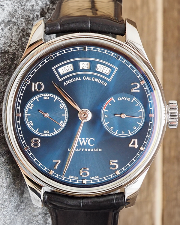 IWC Schaffhausen Portugieser Annual Calendar 44.2MM Blue Dial Leather Strap (IW503502)