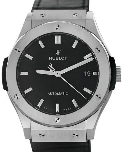 Hublot Classic Fusion 45MM Black Dial Leather/Rubber Strap (511.NX.1171.LR)