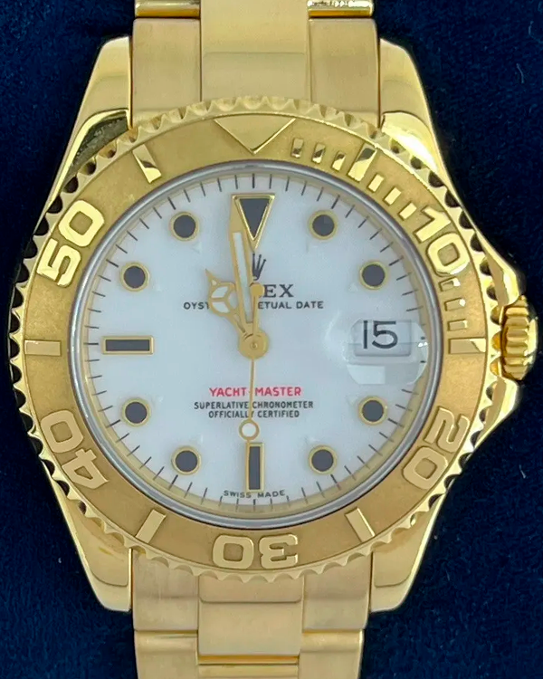 1996 (T Serial) Rolex Yacht-Master 35MM White Dial Yellow Gold Bracelet (68628)