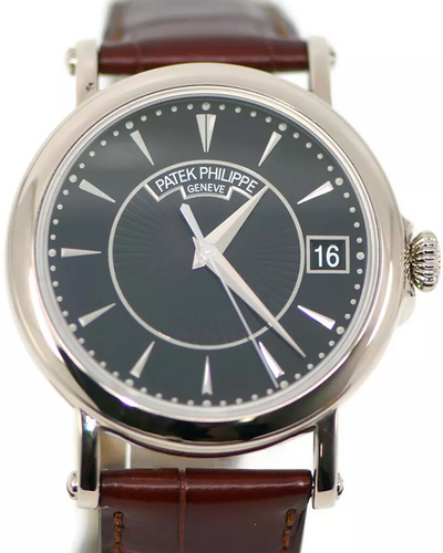 Patek Philippe Calatrava 38MM Black Dial Leather Strap (5153G)