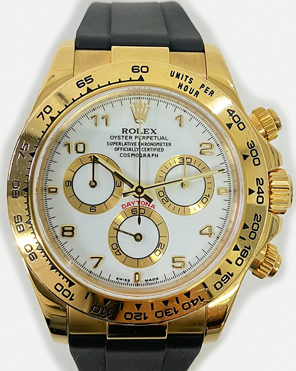 (A-F Clarification) 2004 Rolex Cosmograph Daytona 40MM White Dial Oysterflex Strap (116518)