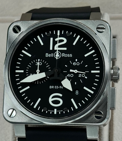 2008 Bell & Ross BR 03-94 Chronographe 42MM Black Dial Rubber Strap (BR03-94 S)