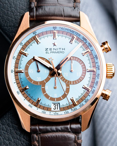 2022 Rare Zenith El Primero Chronograph L.E. 42MM Blue Dial Leather Strap (18.2045.400/57.C494)