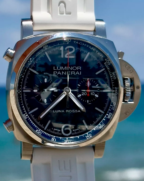 2022 Panerai Luminor Chrono Luna Rossa L.E. 44MM Blue Dial Rubber Strap (PAM01303)