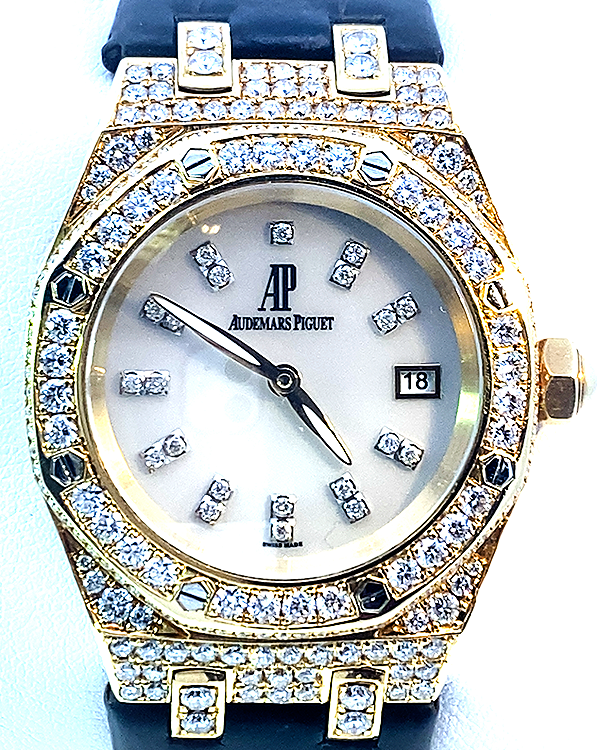 Audemars Piguet Royal Oak Lady 33MM Quartz Aftermarket White Dial Leather Strap (67601BA.ZZ.D012CR.03)