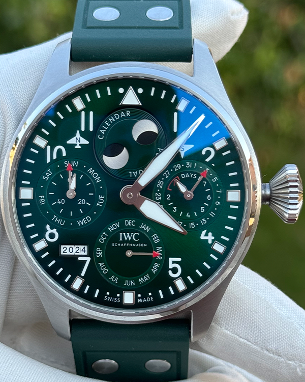 2023 IWC Schaffhausen Big Pilot Perpetual Calendar 46.2MM Green Dial Rubber Strap (IW503608)