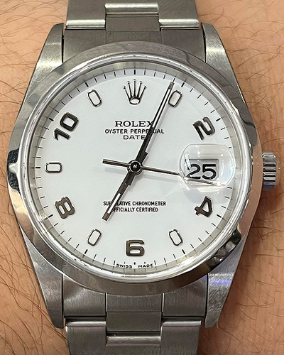 Rolex Oyster Perpetual Date 34MM White Dial Aftermarket Oyster Bracelet (15200)