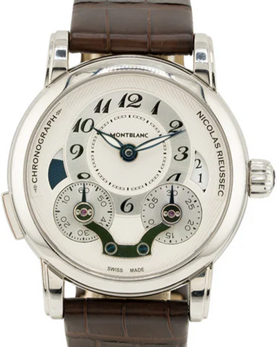 Montblanc Nicolas Rieussec 43MM Silver Dial Leather Strap (106487)