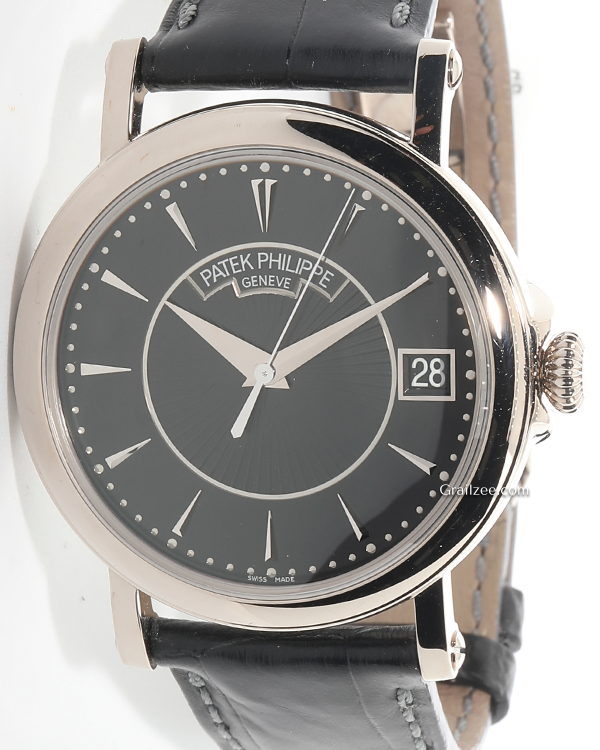 Patek Philippe Calatrava 38MM Black Dial Leather Strap (5153G-001)