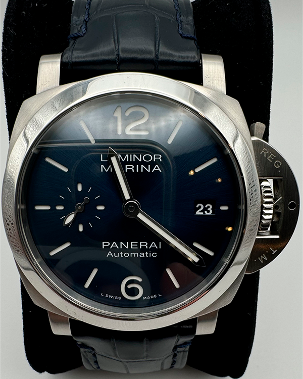 No Reserve - Panerai Luminor Marina 40MM Blue Dial Leather Strap (PAM01270)