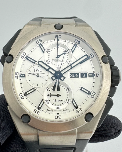 IWC Schaffhausen Ingenieur Double Chronograph 45MM Silver Dial Rubber Strap (IW386501)