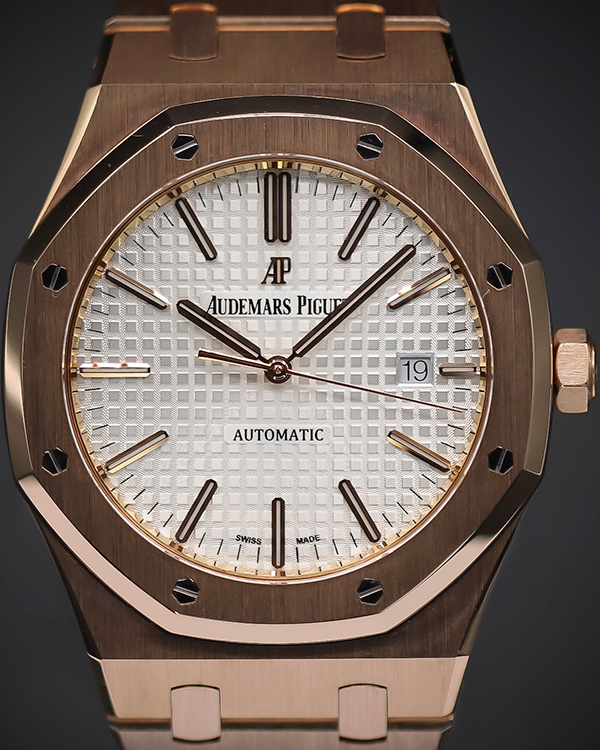 2015 Audemars Piguet Royal Oak 41MM Silver Dial Aftermarket Rose Gold Bracelet (15400OR.OO.D088CR.01)