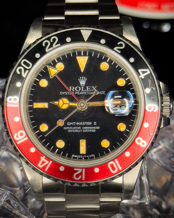 No Reserve - Rolex GMT-Master II "Coke Fat Lady” 40MM Black Dial Oyster Bracelet (16760)