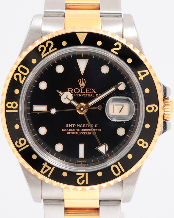 1996 (T Serial) Rolex GMT-Master II 40MM Black Dial Two Tone Oyster Bracelet (16713)