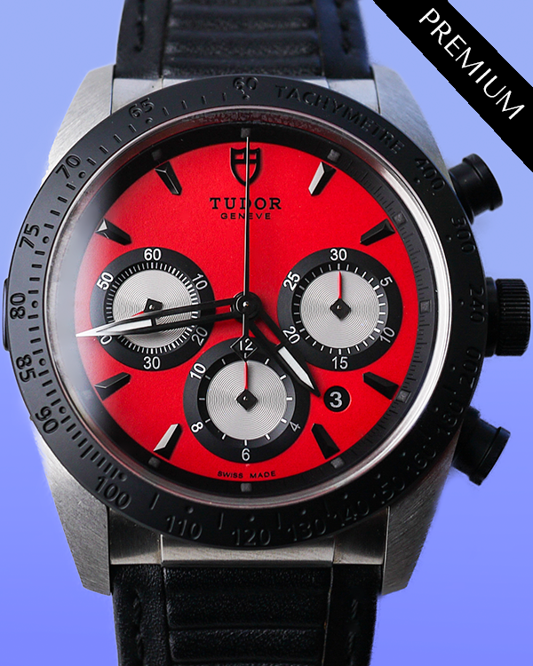 Tudor Fastrider Chronograph 42MM Red Dial Leather Strap (42010)