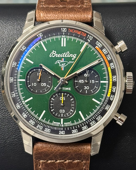 2023 Breitling Top Time "Ford Mustang" 42MM Green Dial Leather Strap (A253101A1L1X1)