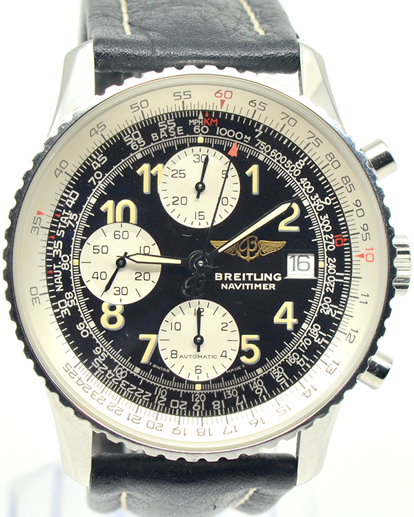 Breitling Navitimer II 42MM Black Dial Leather Strap (A13022)