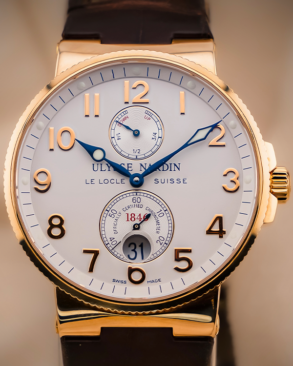 Ulysse Nardin Marine 41MM Silver Dial Leather Strap (266-66)