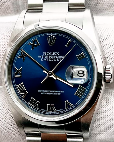 2004 (F Serial) Rolex Datejust 36MM Blue Dial Oyster Bracelet (16200)