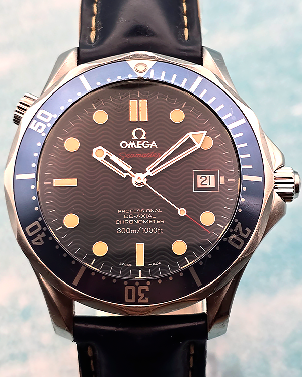 No Reserve - 2008 Omega Seamaster 41MM Blue Dial Leather Strap (2920.80.91)